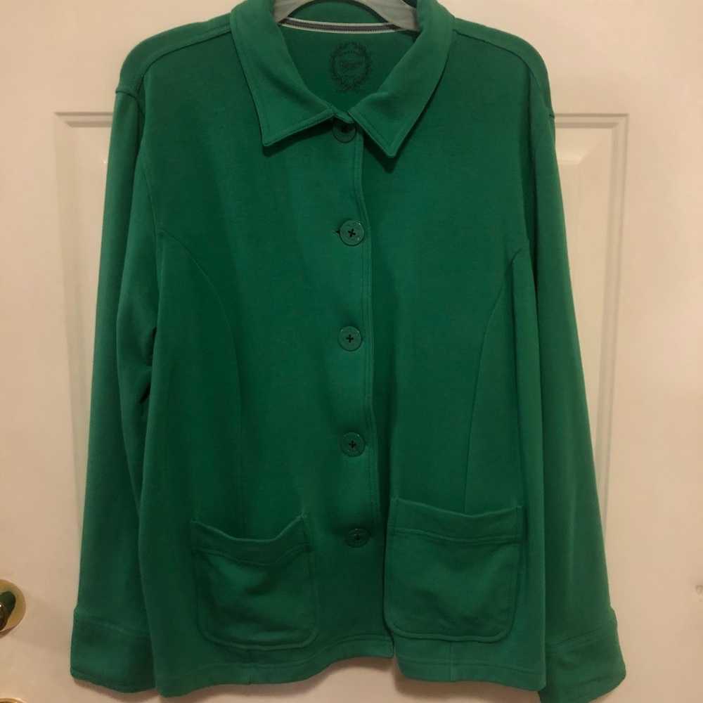 Sag Harbor Cotton Blend Green Button Jacket Xlarge